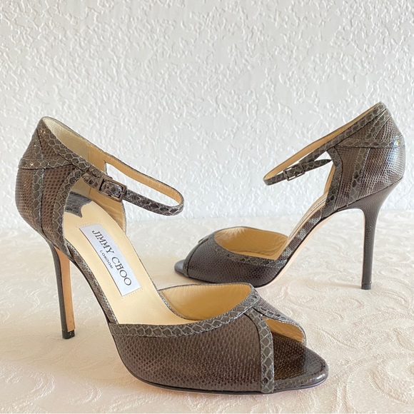 Jimmy Choo Two Tone Karung Leather Sandals - Picture 10 of 11